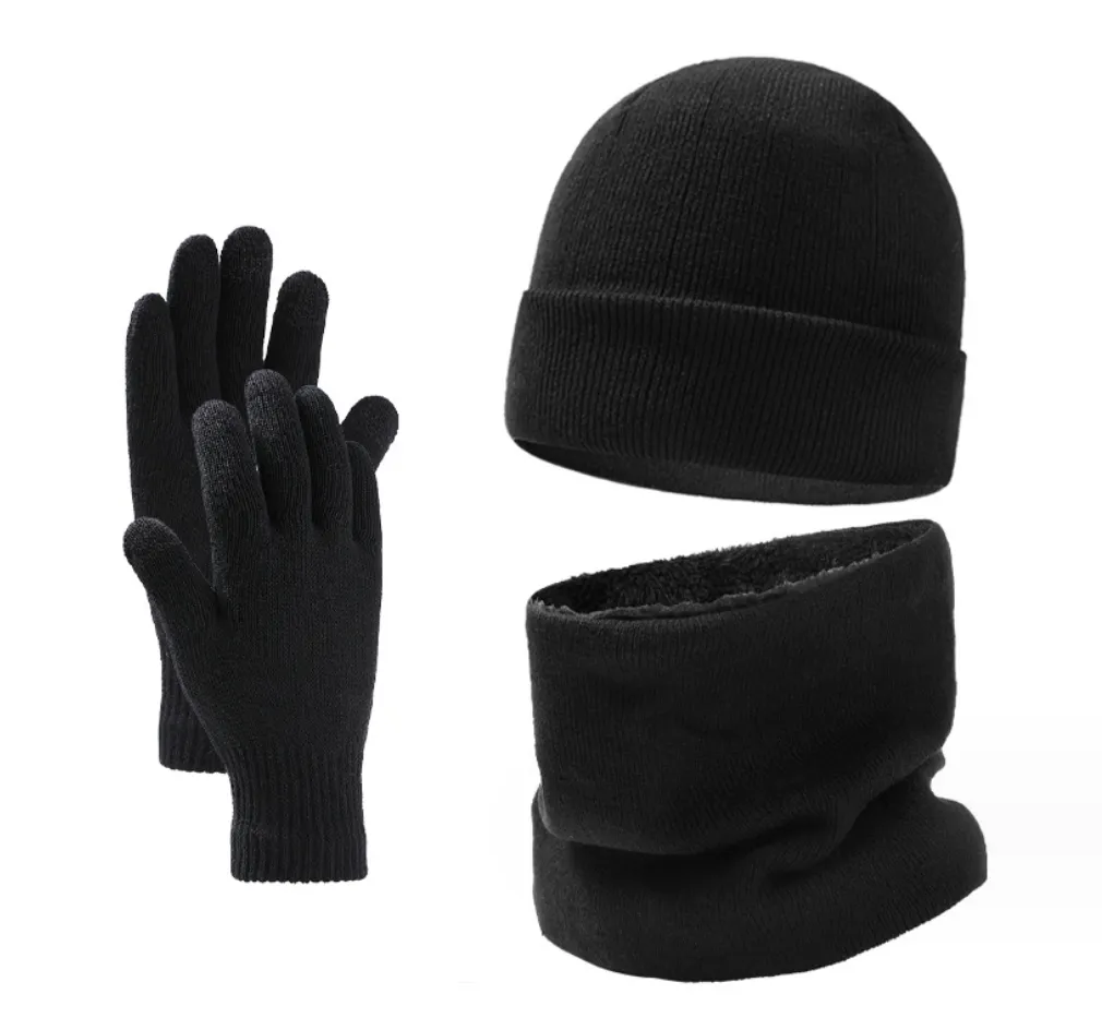 GRW Set Scarf, Hat and Glove  for Men and Women Warm Knit Winter