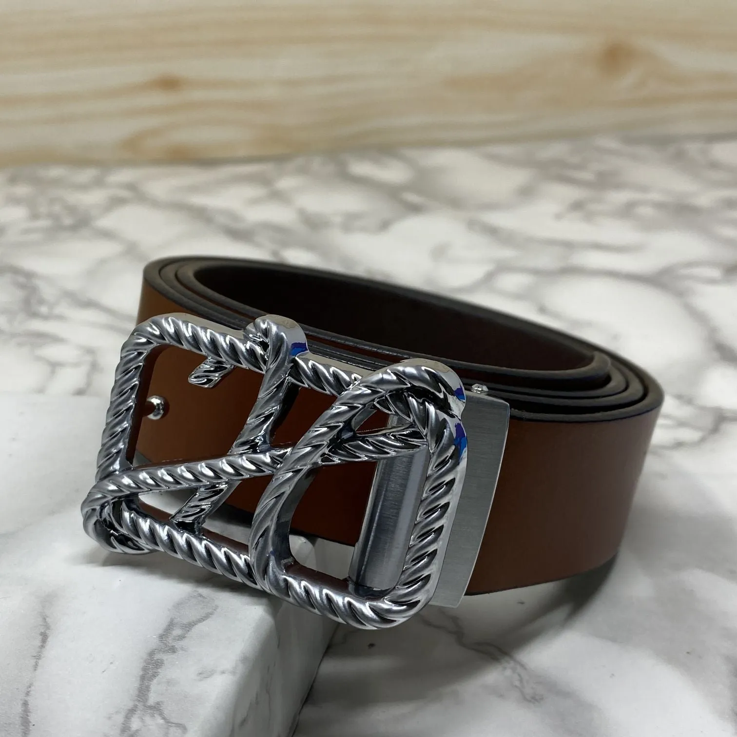 H-Pattern Leather Strap Belt For Men-JonasParamount