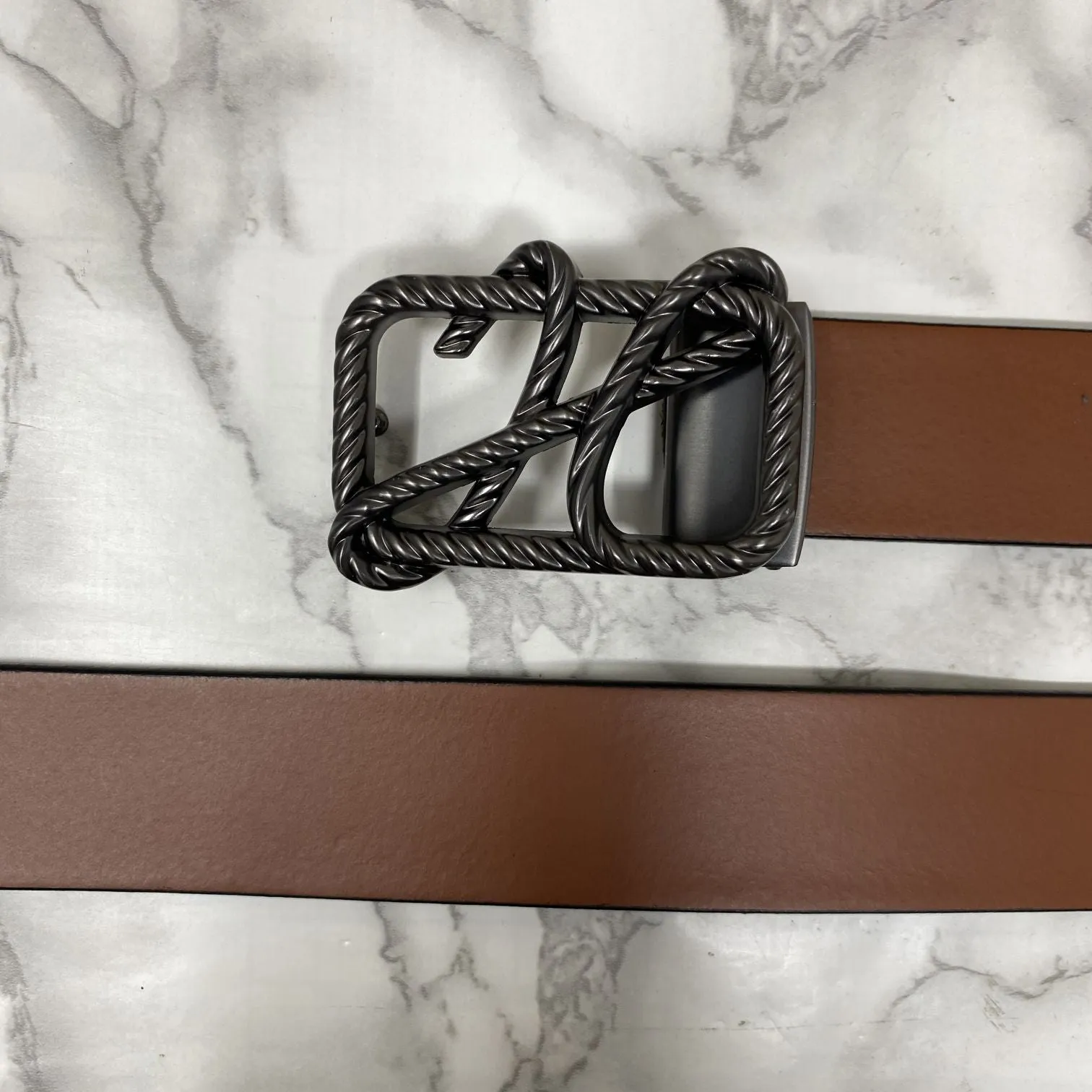 H-Pattern Leather Strap Belt For Men-JonasParamount