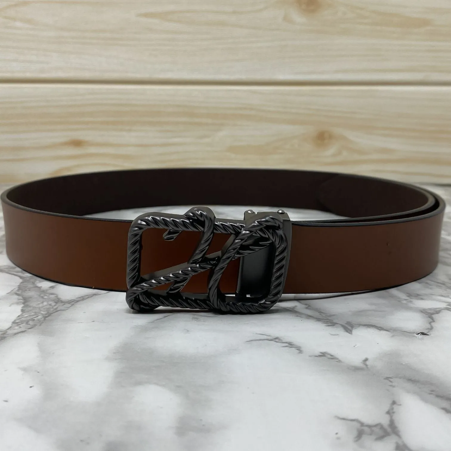 H-Pattern Leather Strap Belt For Men-JonasParamount