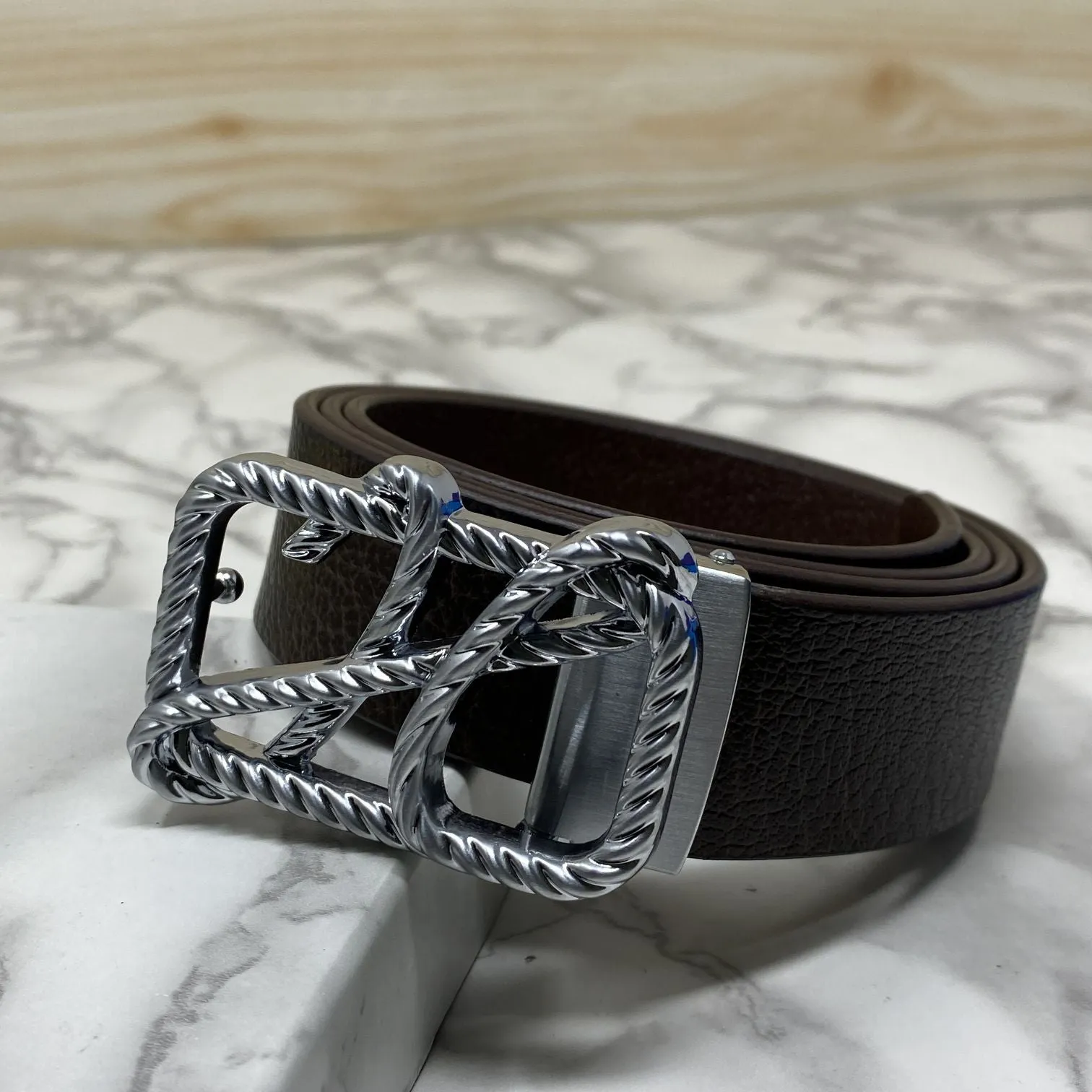 H-Pattern Leather Strap Belt For Men-JonasParamount