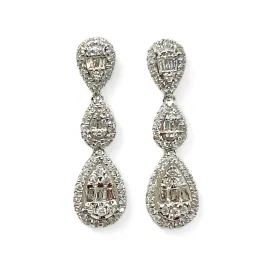 HK SETTING LONG PEAR DIAMOND EARRINGS