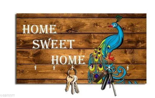 Home sweet Home Wooden Key Holder (23.4cm X 12.8cm X 3cm)