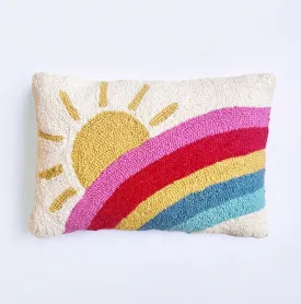 Hooked Rainbow Sunshine Pillow