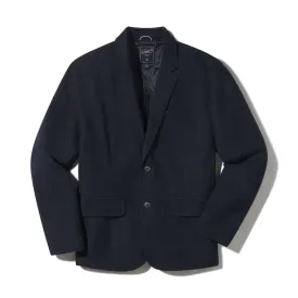 Hopsack Midweight Wool Blazer - Navy