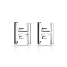 Initial Earrings Letter H Created with Zircondia® Crystals