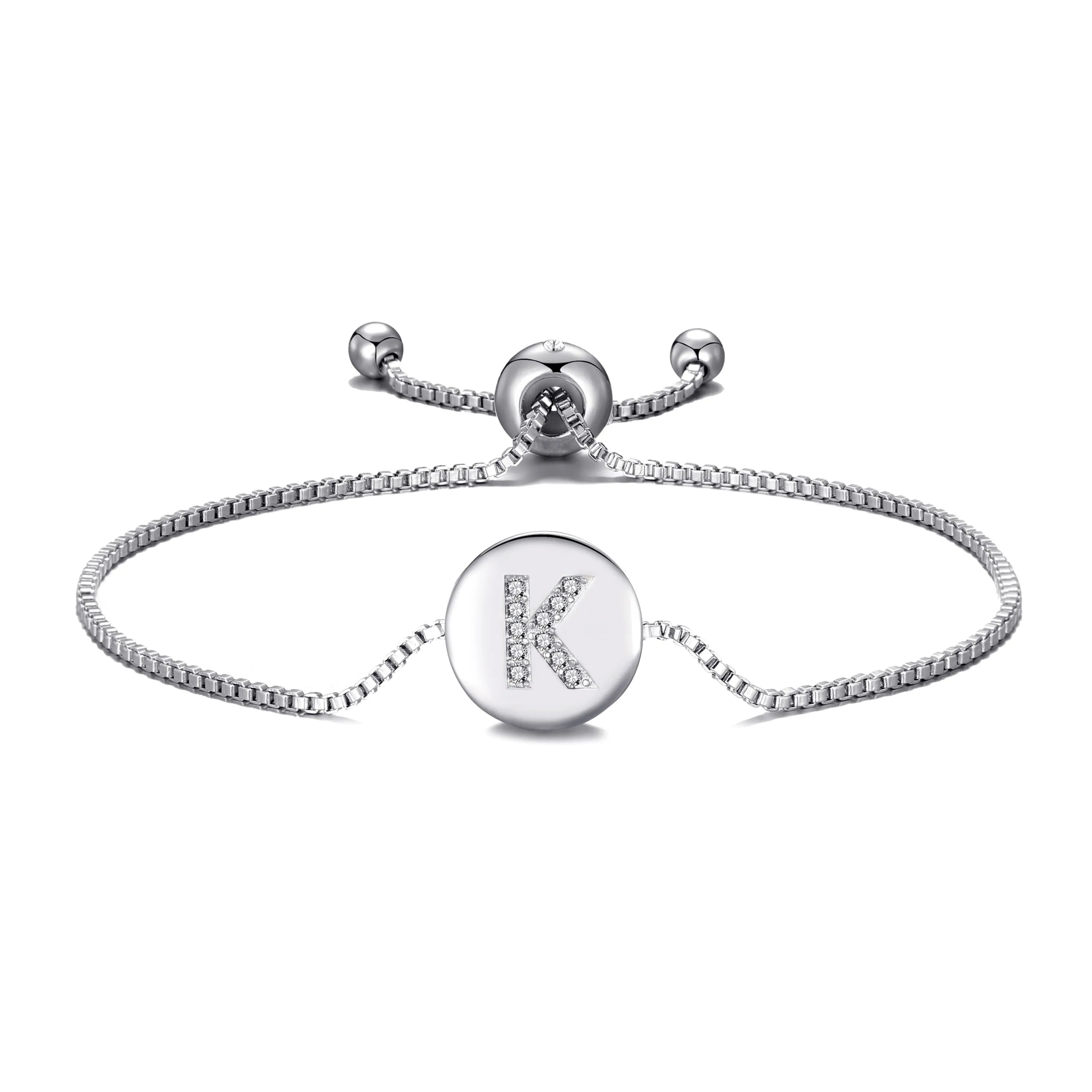 Initial Friendship Bracelet Letter K Created with Zircondia® Crystals