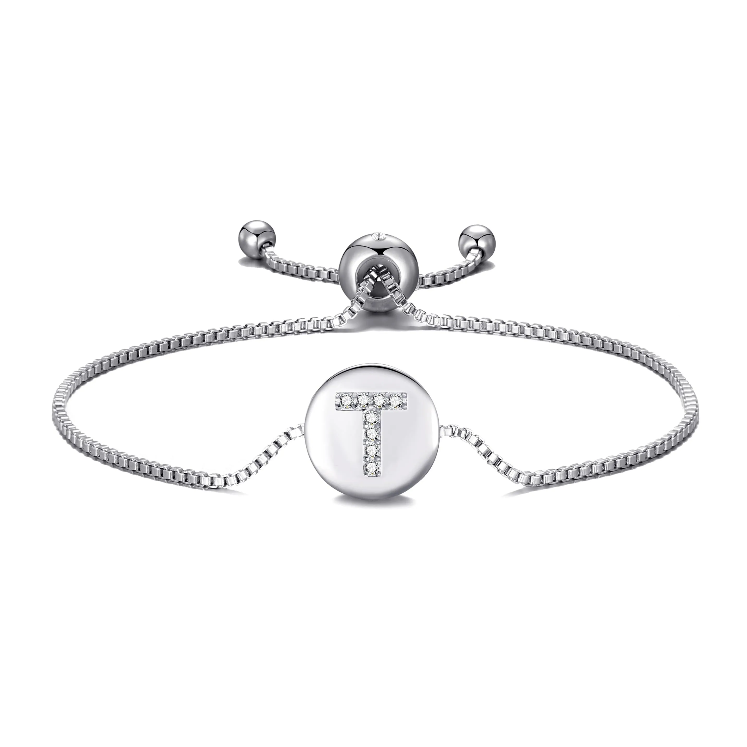 Initial Friendship Bracelet Letter T Created with Zircondia® Crystals