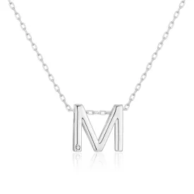 Initial Necklace Letter M Created with Zircondia® Crystals