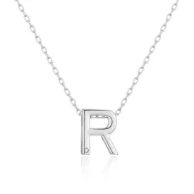 Initial Necklace Letter R Created with Zircondia® Crystals