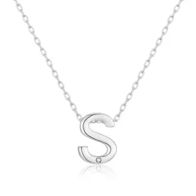 Initial Necklace Letter S Created with Zircondia® Crystals