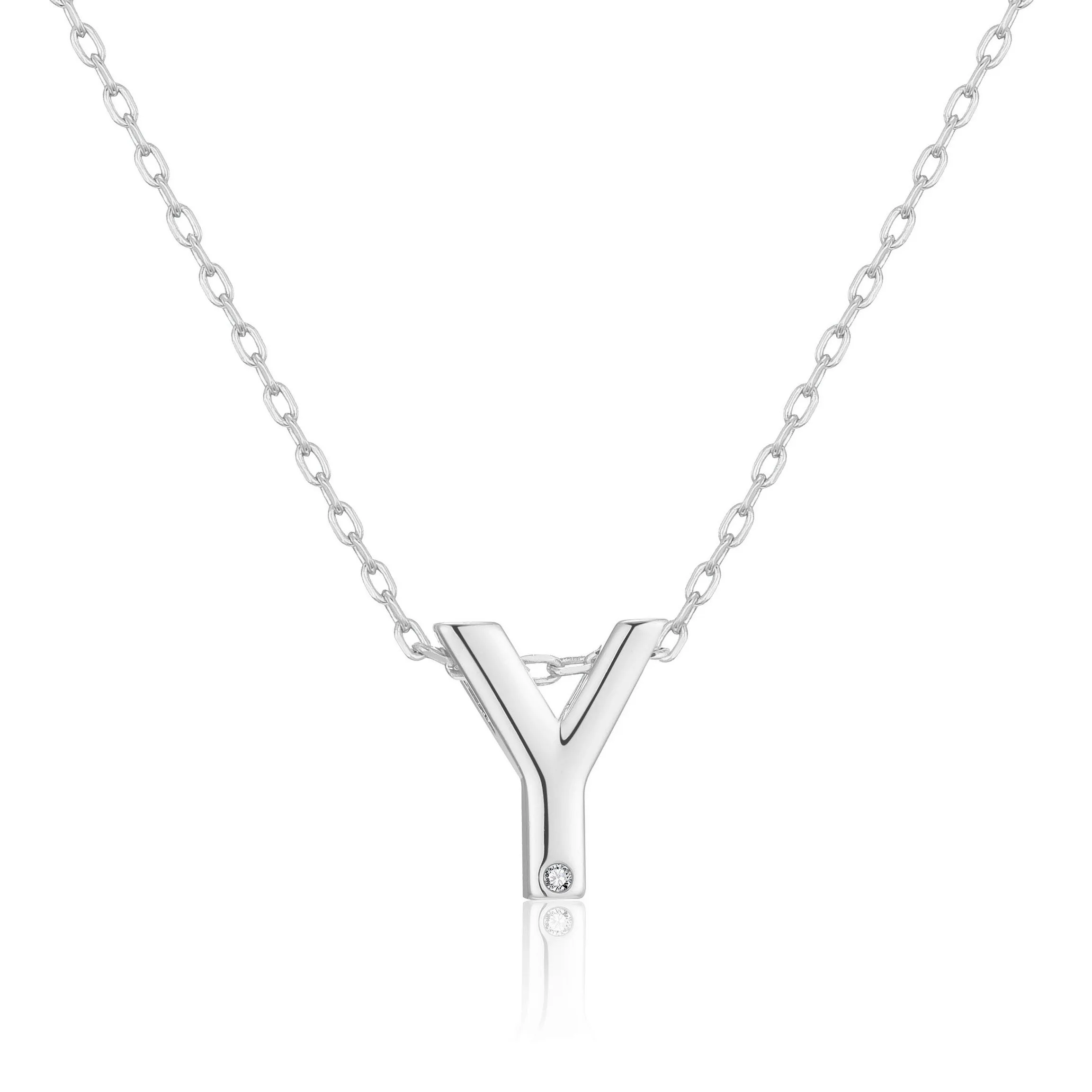 Initial Necklace Letter Y Created with Zircondia® Crystals