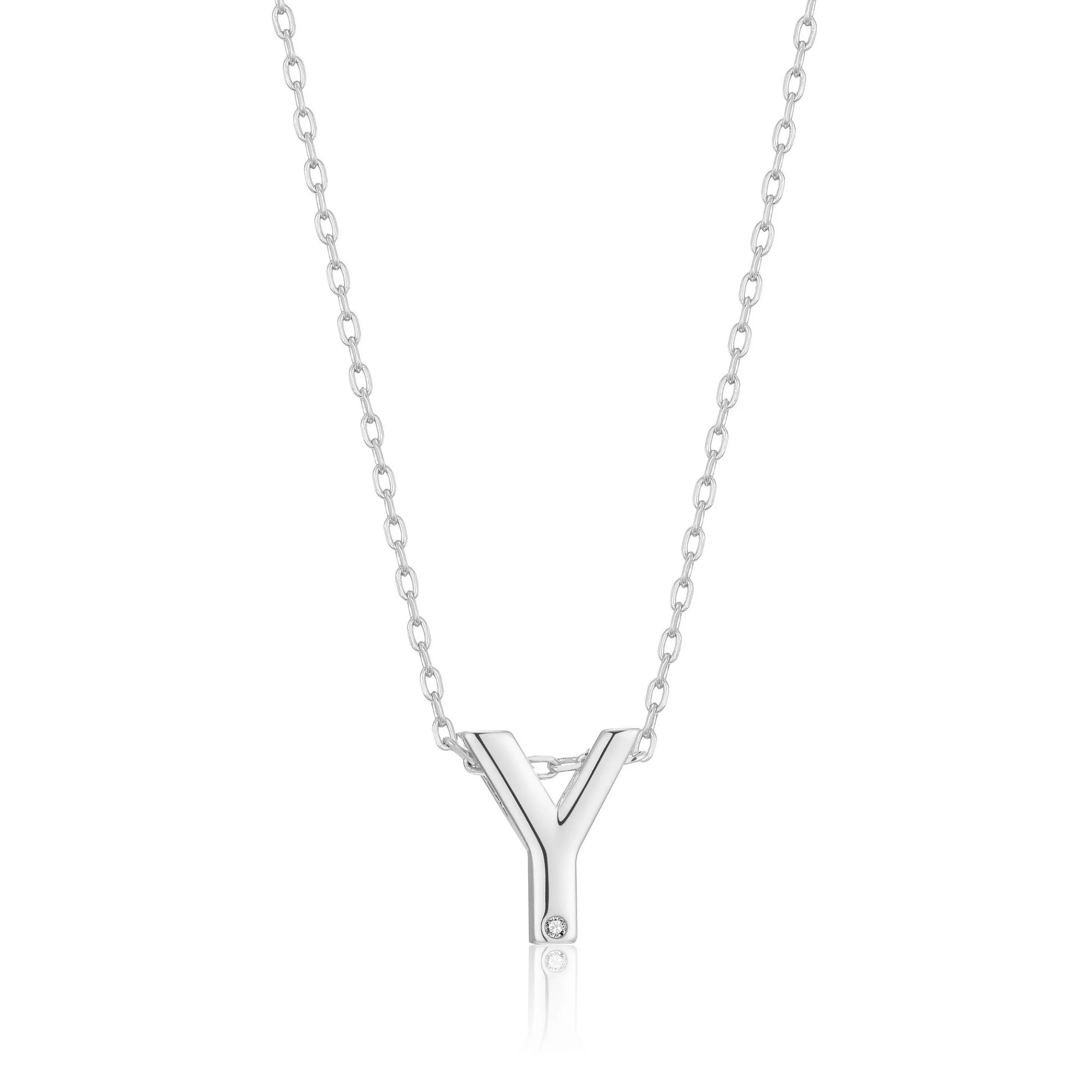 Initial Necklace Letter Y Created with Zircondia® Crystals