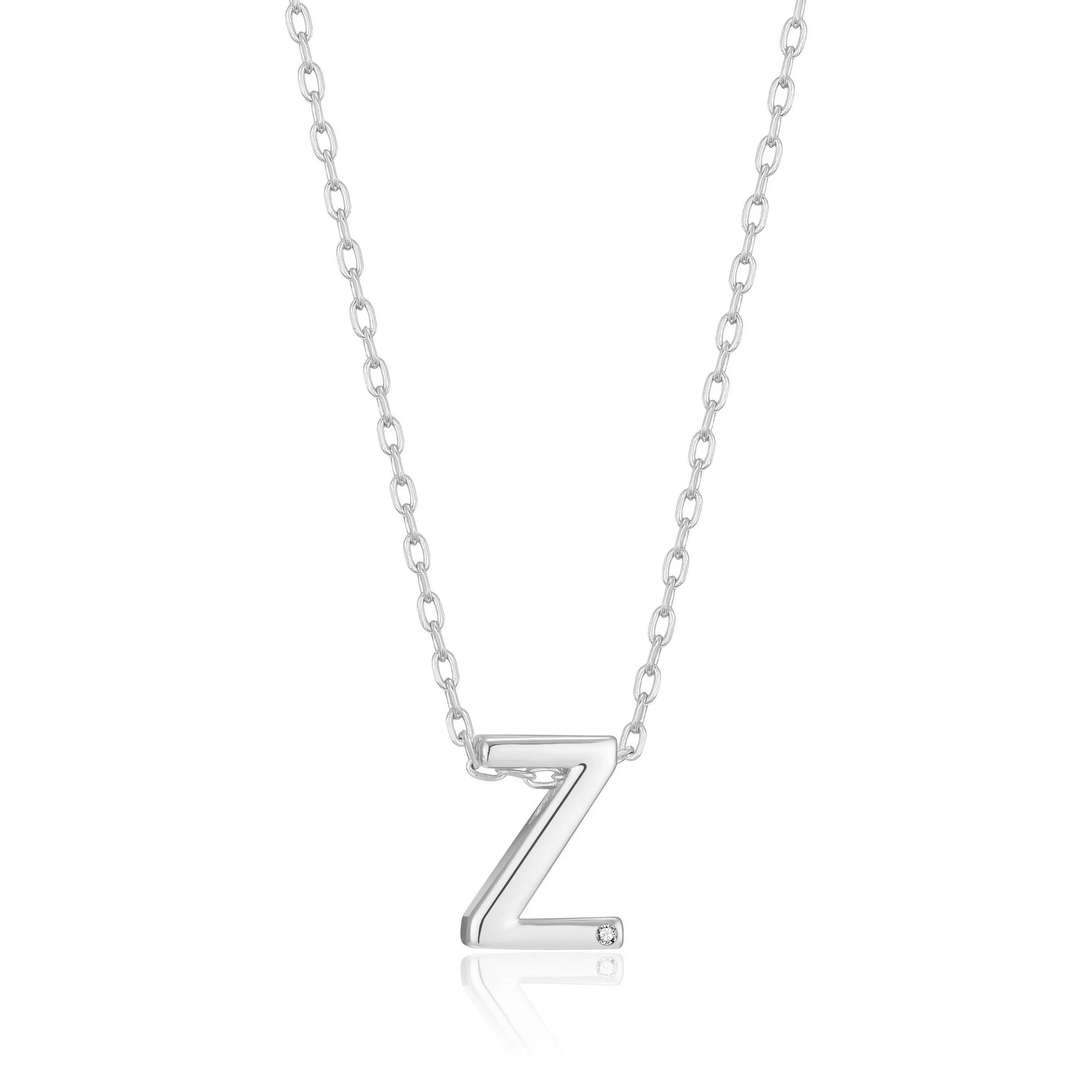 Initial Necklace Letter Z Created with Zircondia® Crystals