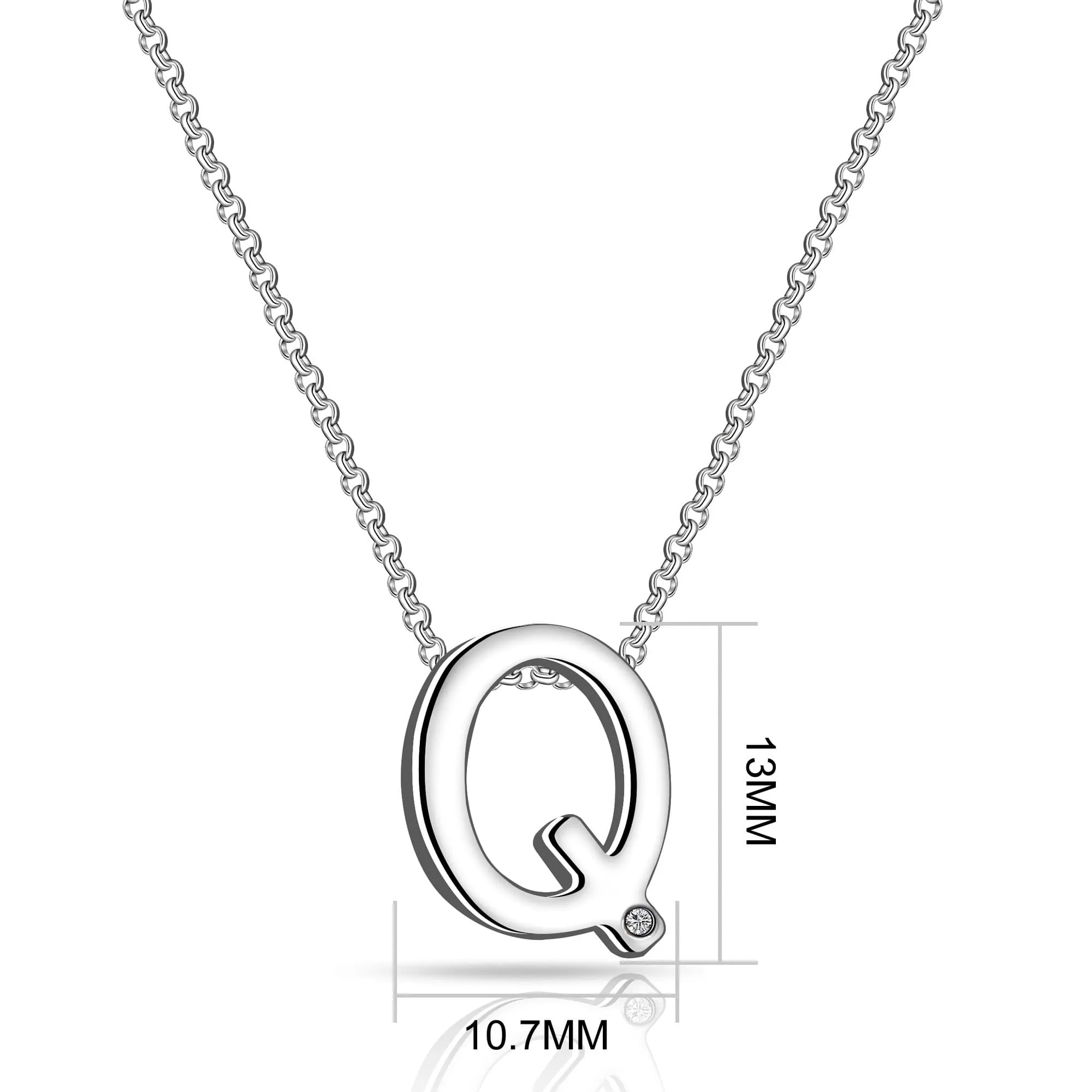 Initial Q Necklace with Birthstone Charm Created with Zircondia® Crystals