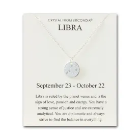 Libra Zodiac Star Sign Disc Necklace Created with Zircondia® Crystals