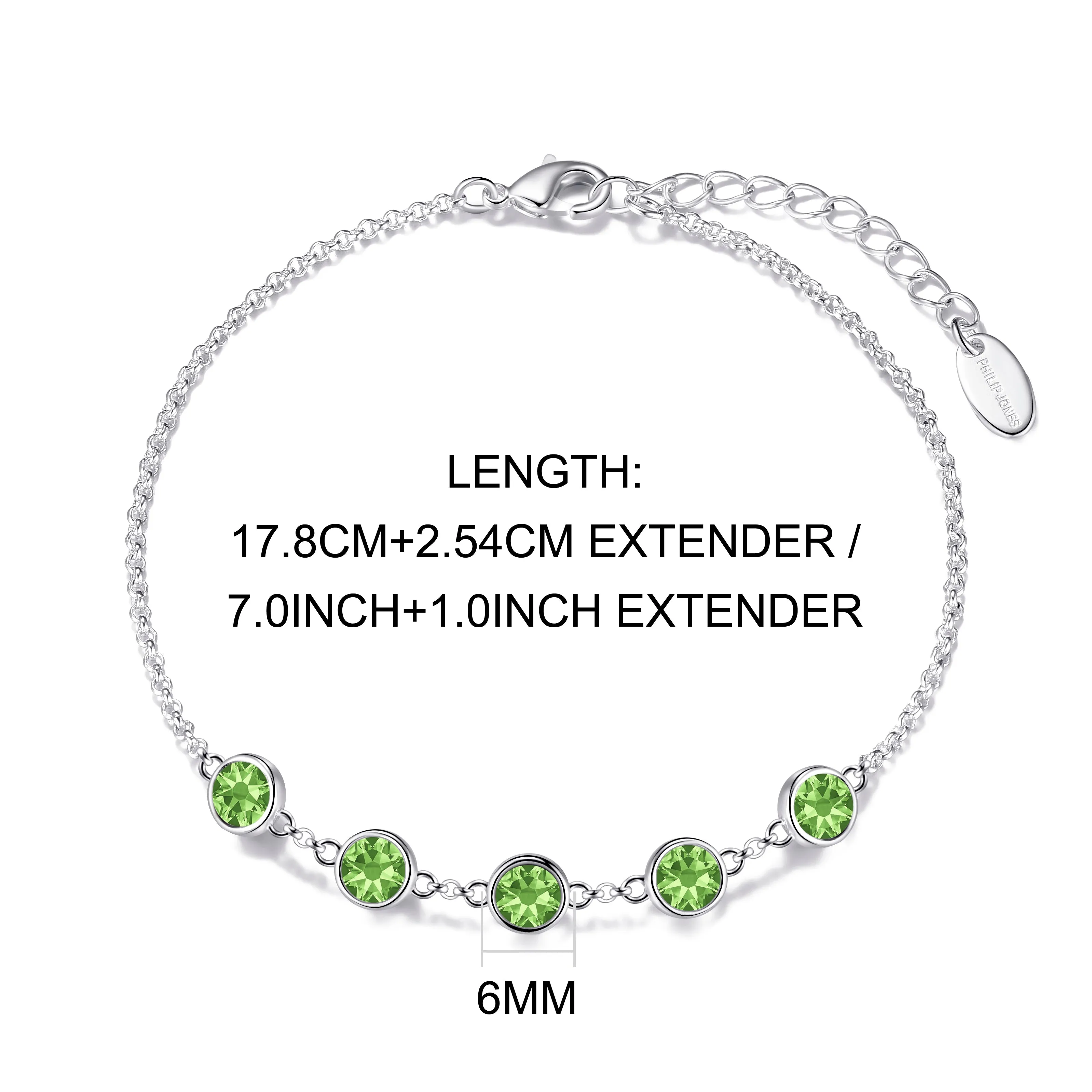 Light Green Crystal Chain Bracelet Created with Zircondia® Crystals