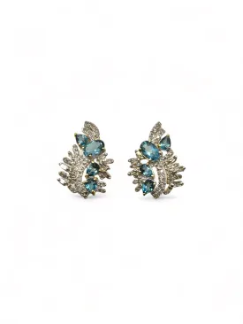 LONDON BLUE TOPAZ DIAMOND EARRINGS