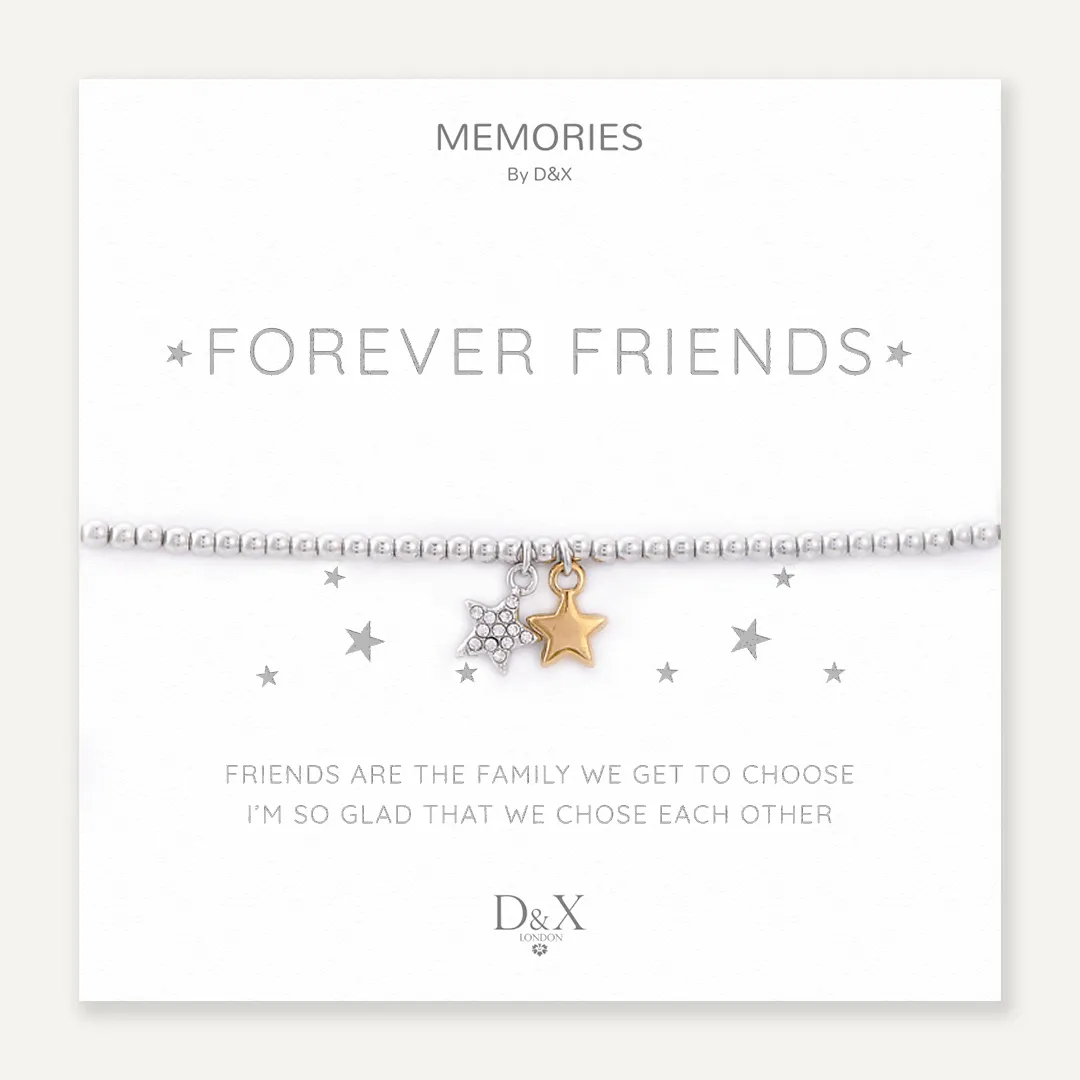 Memories: "FOREVER FRIENDS" | Duo Star Bracelet | White Gold & 18K Gold-Plated