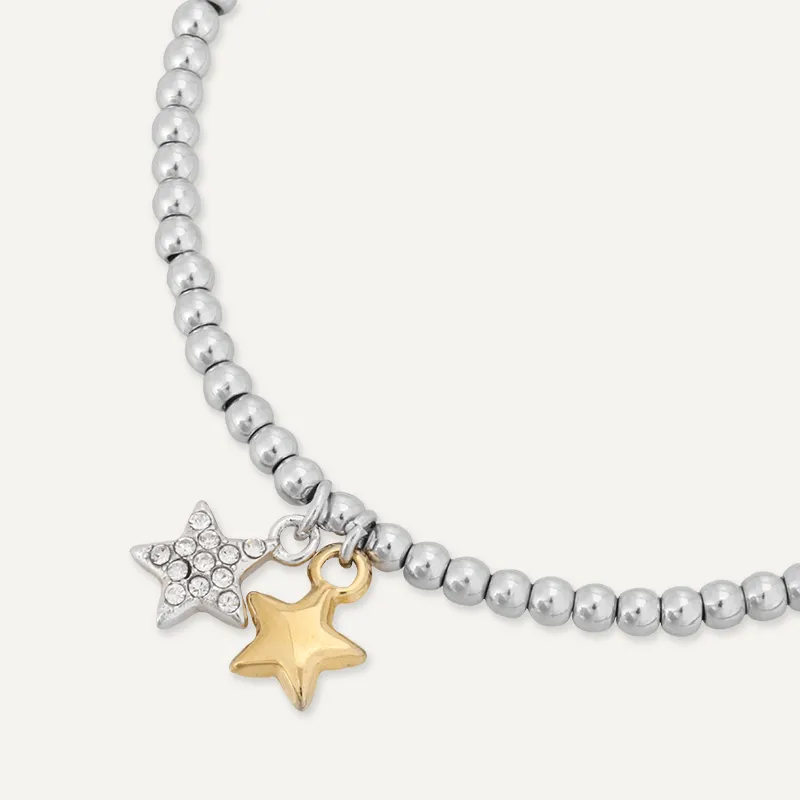 Memories: "FOREVER FRIENDS" | Duo Star Bracelet | White Gold & 18K Gold-Plated