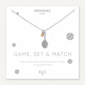 Memories: "GAME, SET & MATCH" | Tennis Racquet Necklace | White Gold & 18K Gold-Plated