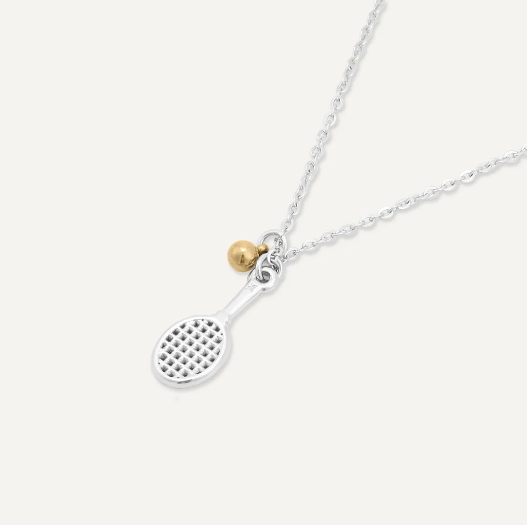 Memories: "GAME, SET & MATCH" | Tennis Racquet Necklace | White Gold & 18K Gold-Plated