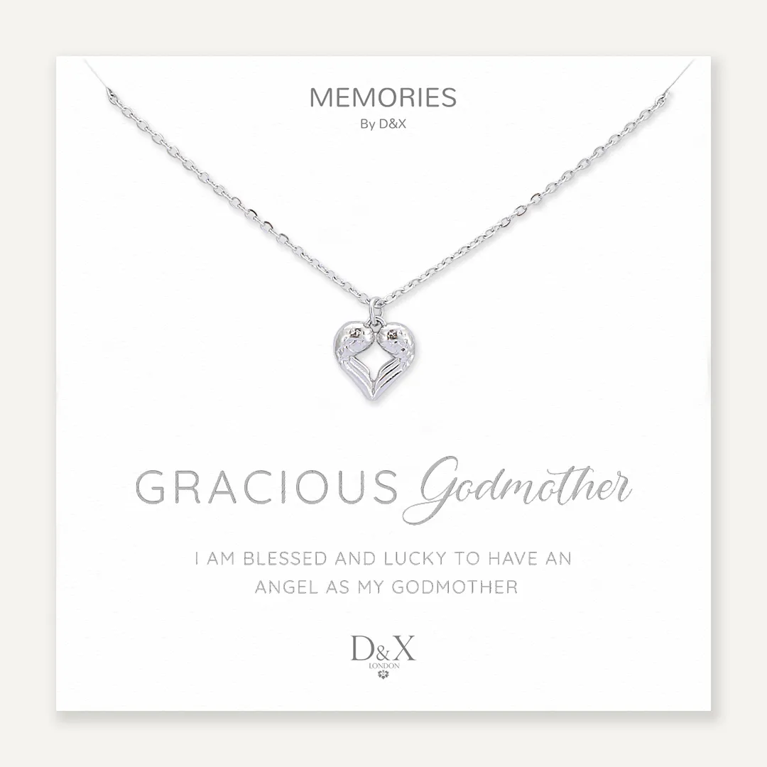 Memories: "GRACIOUS GODMOTHER" | Heart Necklace | White Gold-Plated