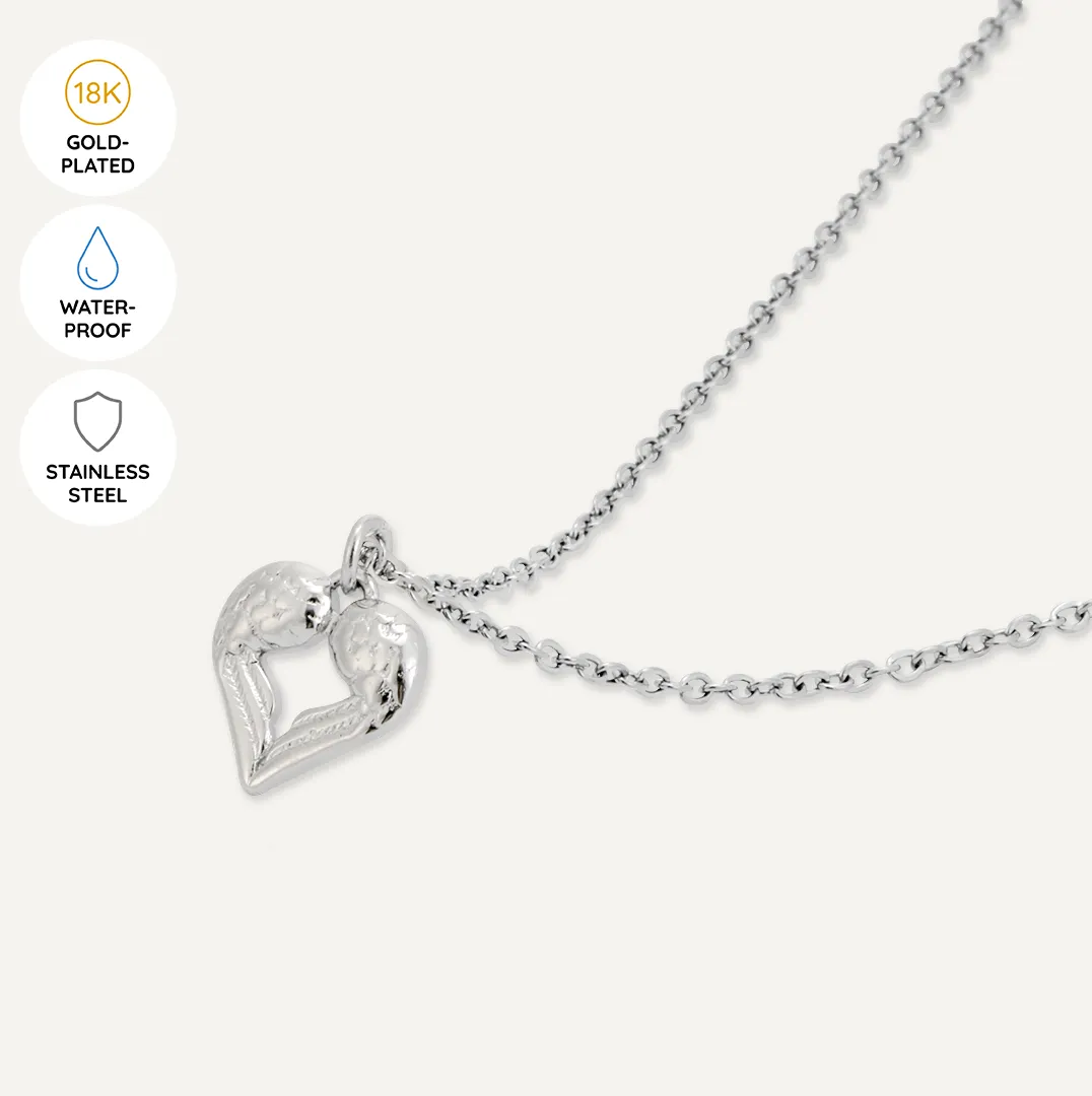 Memories: "GRACIOUS GODMOTHER" | Heart Necklace | White Gold-Plated