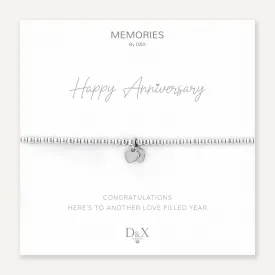 Memories: "HAPPY ANNIVERSARY" | Duo Heart Bracelet | White Gold-Plated