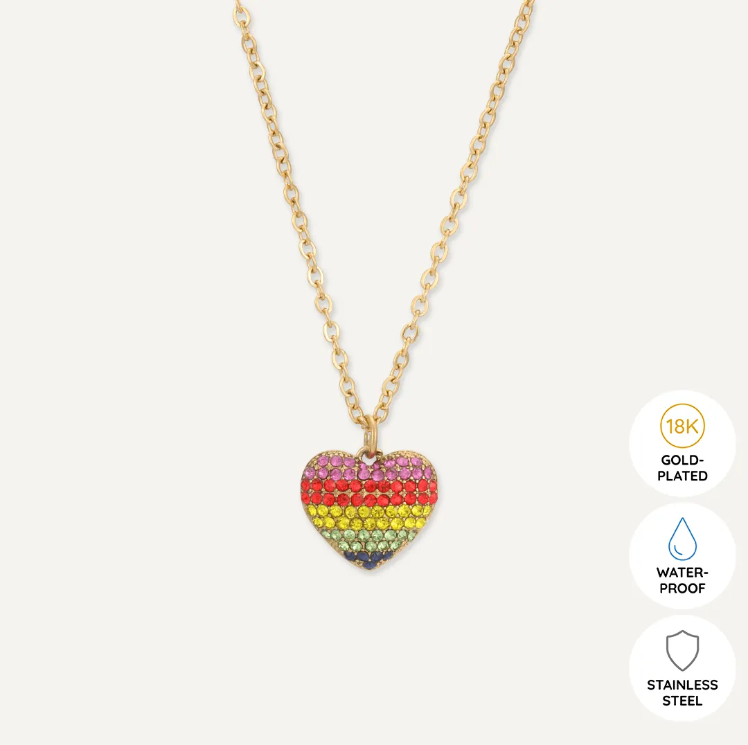 Memories: "HAPPY PRIDE" | Heart Necklace | 18K Gold-Plated