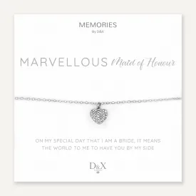 Memories: "MARVELLOUS MAID OF HONOUR" | Heart Bracelet | White Gold-Plated