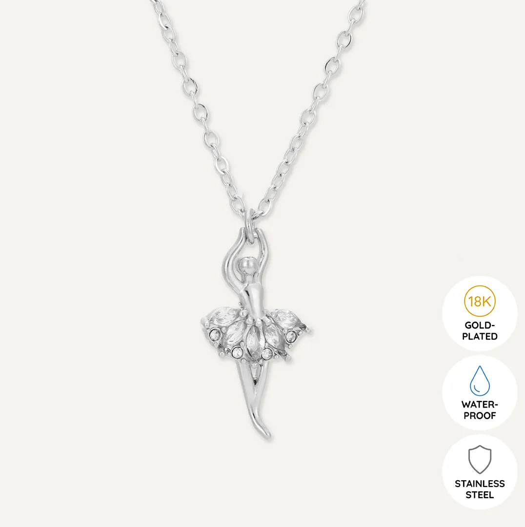 Memories: "ON POINTE" | Ballerina Necklace | White Gold-Plated