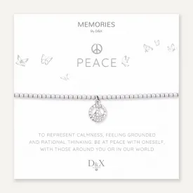 Memories: "PEACE" | Peace sign Bracelet | White Gold-Plated