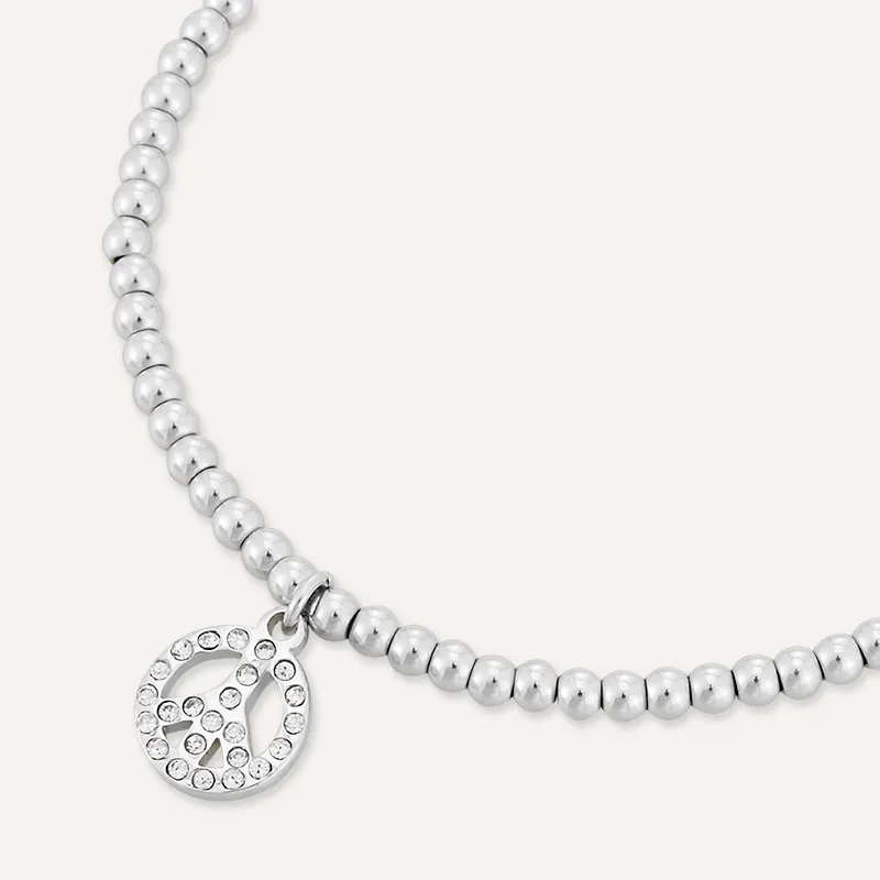 Memories: "PEACE" | Peace sign Bracelet | White Gold-Plated