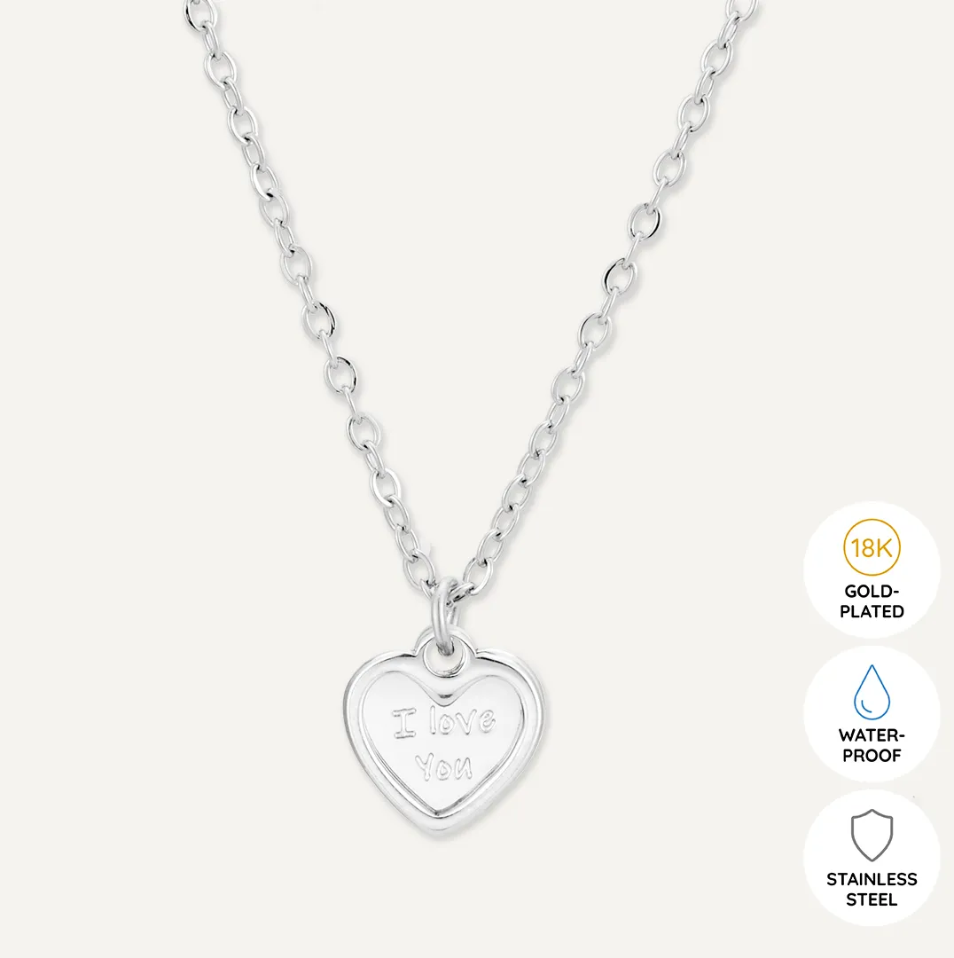 Memories: "WONDERFUL WIFE" | Heart Necklace | White Gold-Plated