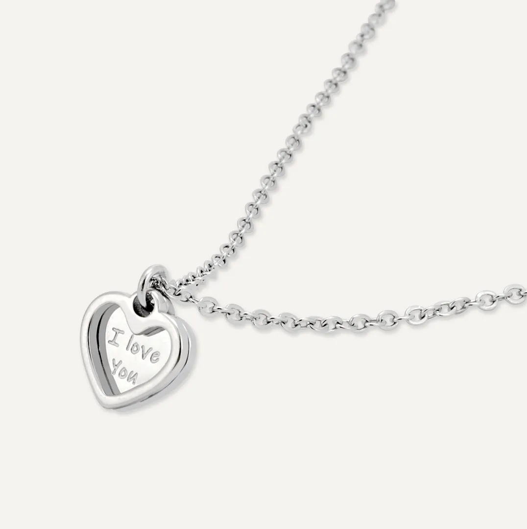 Memories: "WONDERFUL WIFE" | Heart Necklace | White Gold-Plated