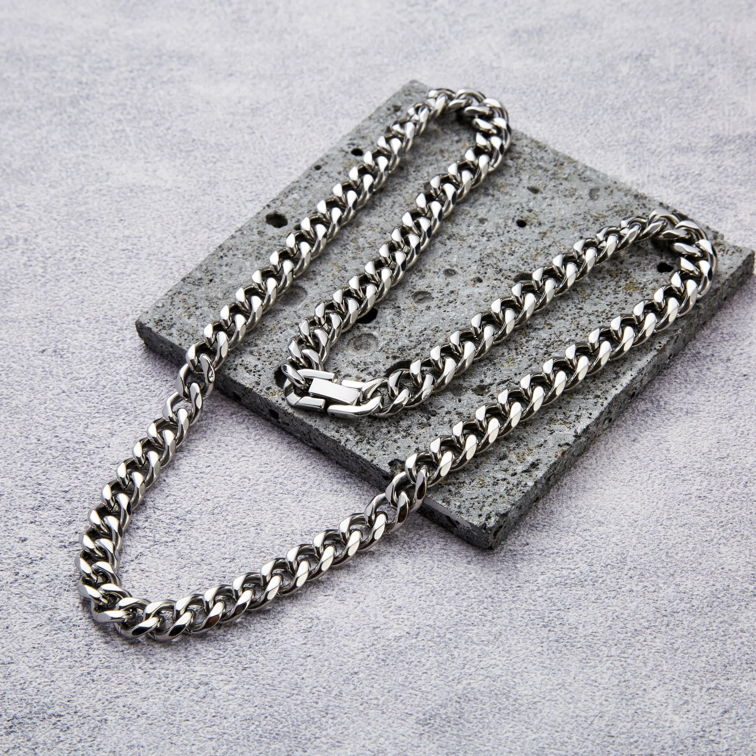 Men's 9mm Stainless Steel 18-24 Inch Cuban Curb Chain Necklace