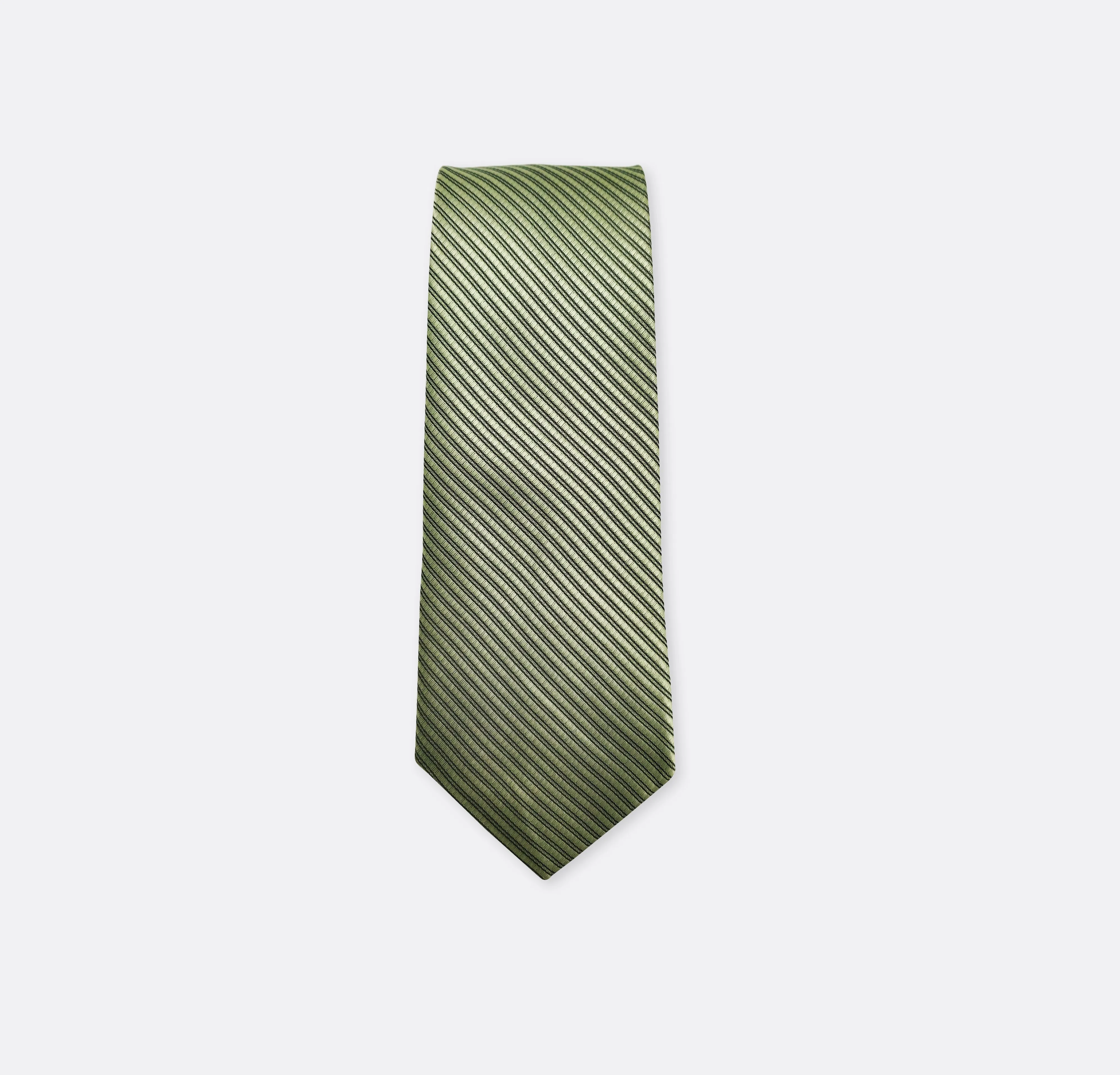 METALLIC GREEN DIAGONAL STRIPED NECK TIES