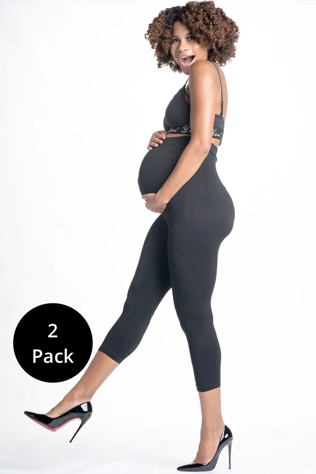 Mom's Night Out Crop Maternity Leggings (2 Pack)