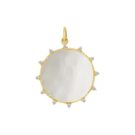 Mother of Pearl and Diamond Sun Pendant