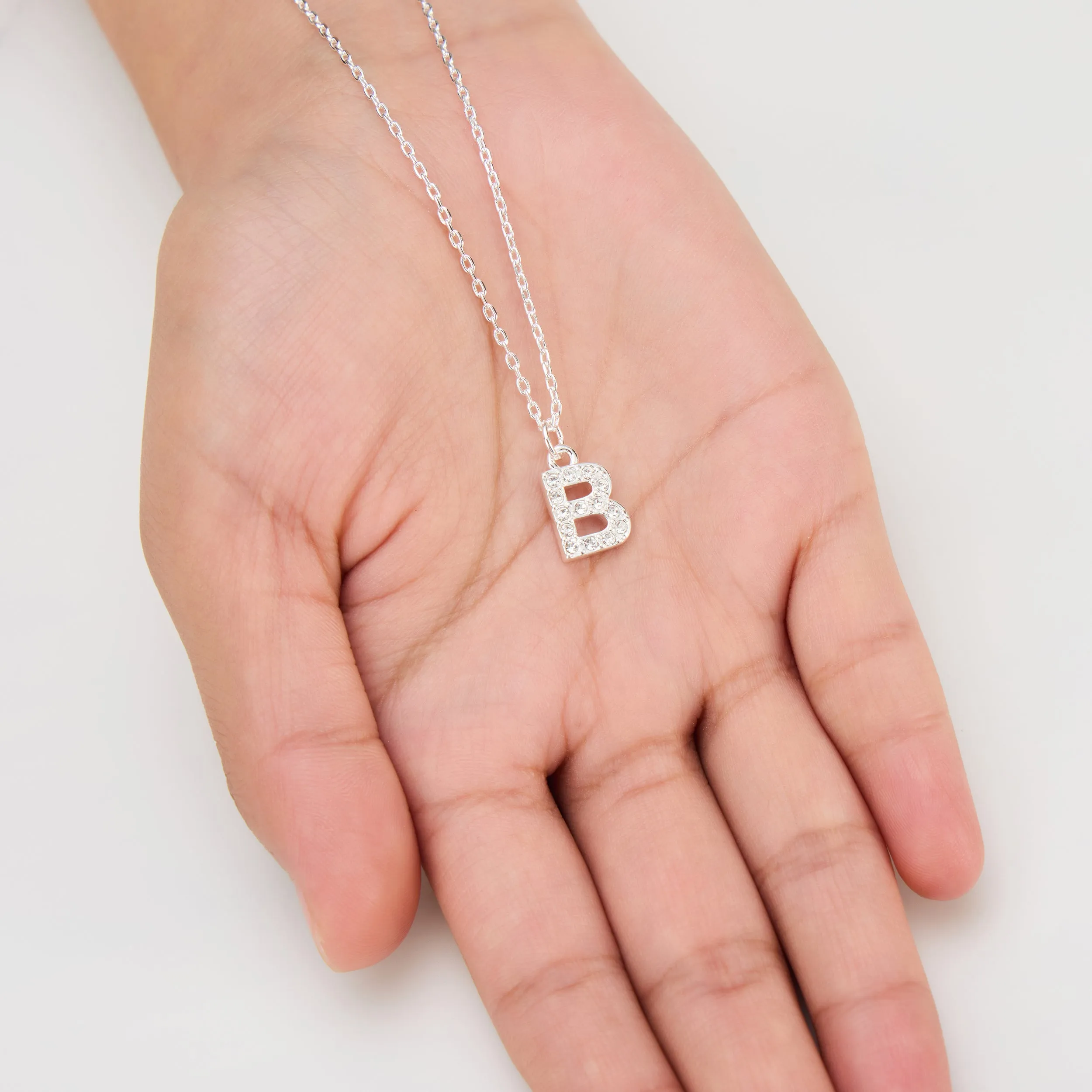 Pave Initial Necklace Letter B Created with Zircondia® Crystals