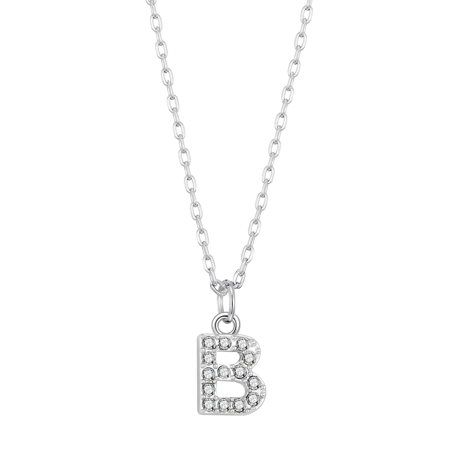 Pave Initial Necklace Letter B Created with Zircondia® Crystals