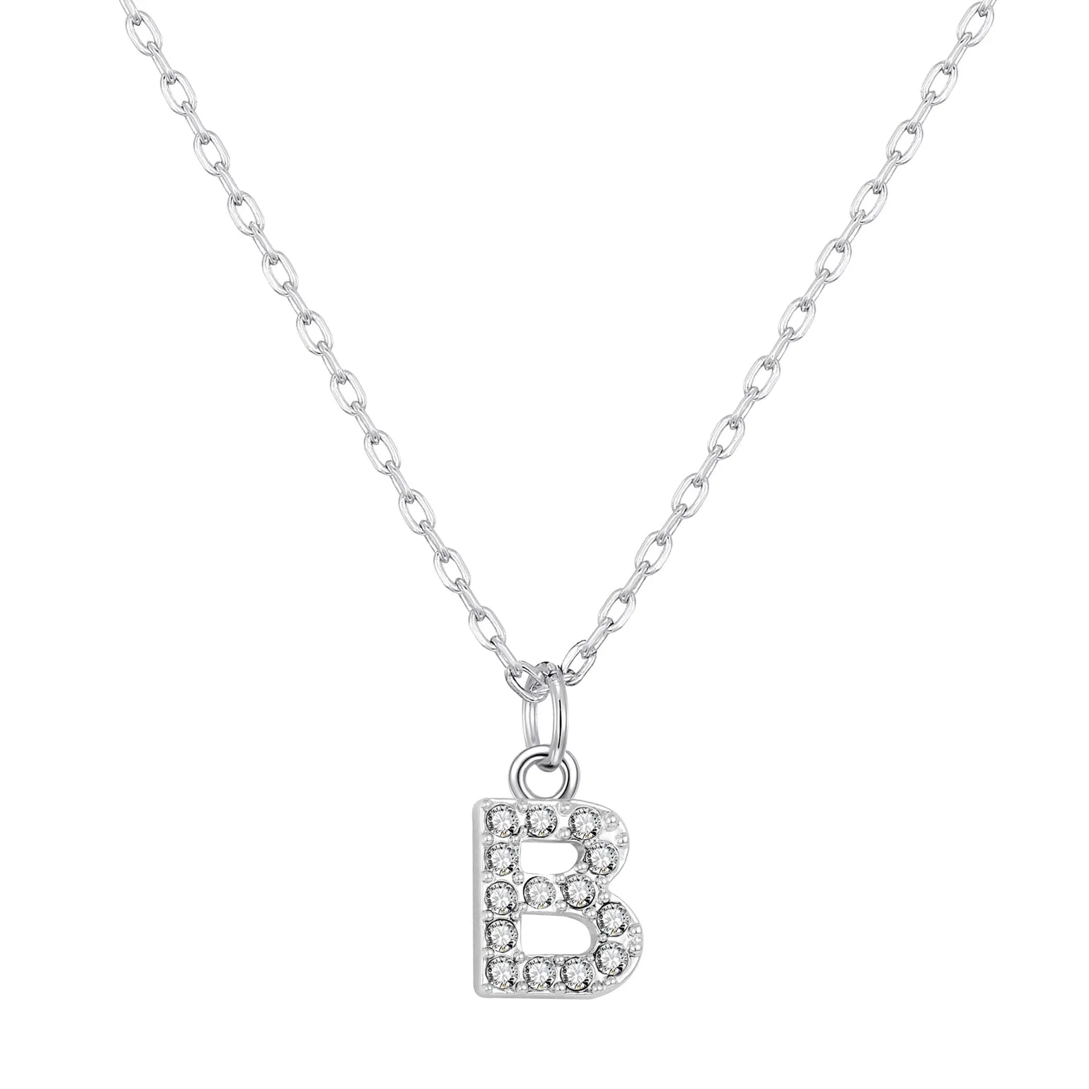 Pave Initial Necklace Letter B Created with Zircondia® Crystals