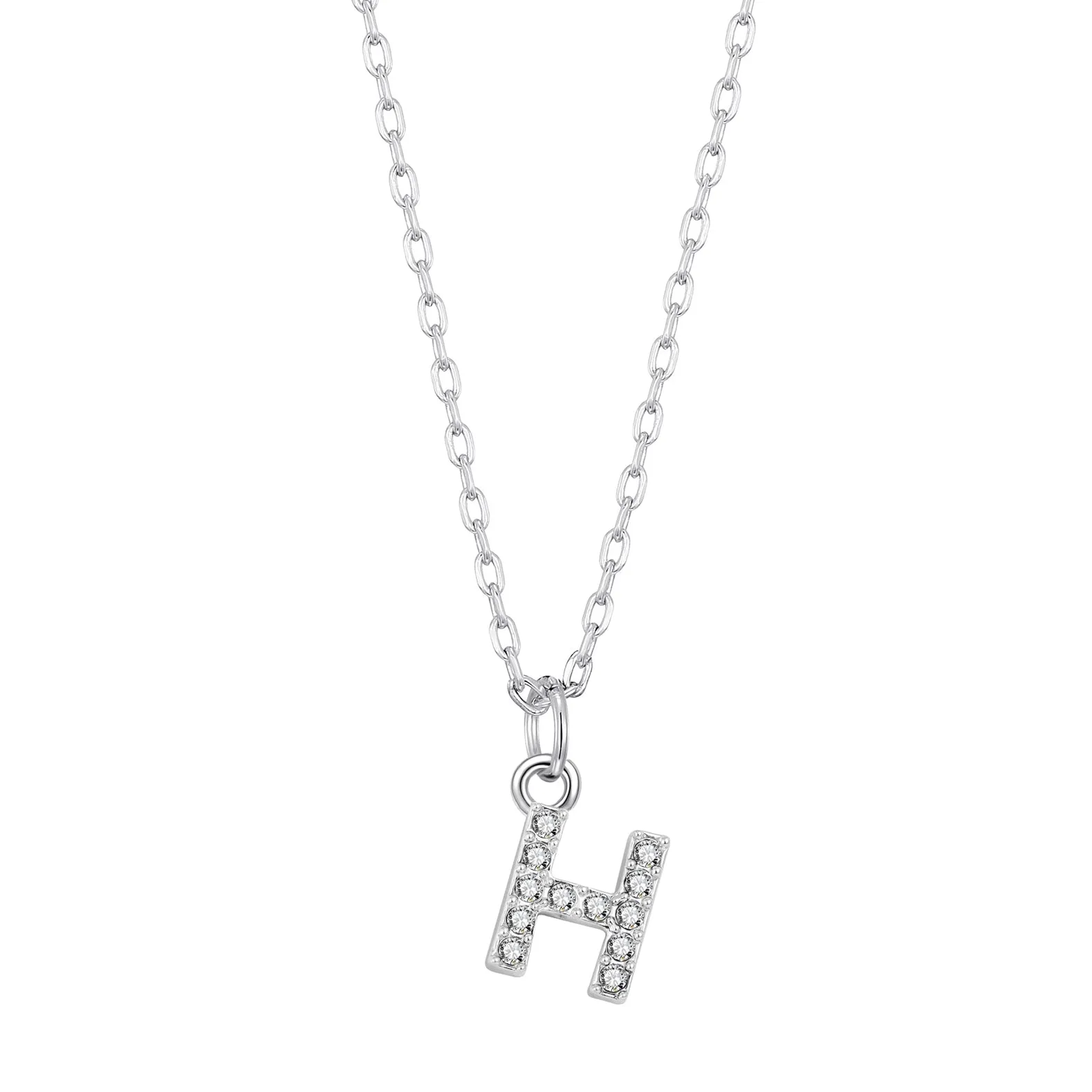 Pave Initial Necklace Letter H Created with Zircondia® Crystals