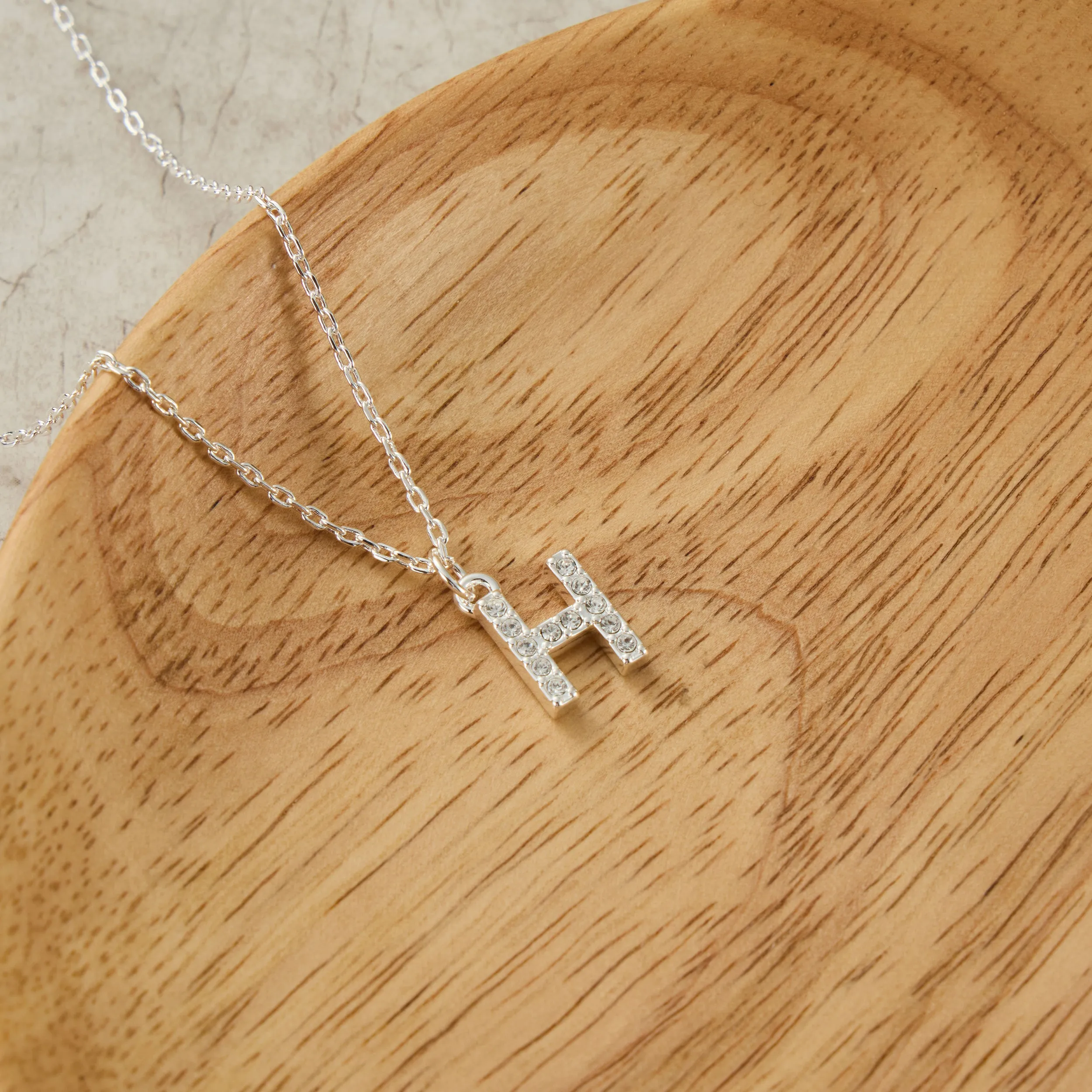 Pave Initial Necklace Letter H Created with Zircondia® Crystals