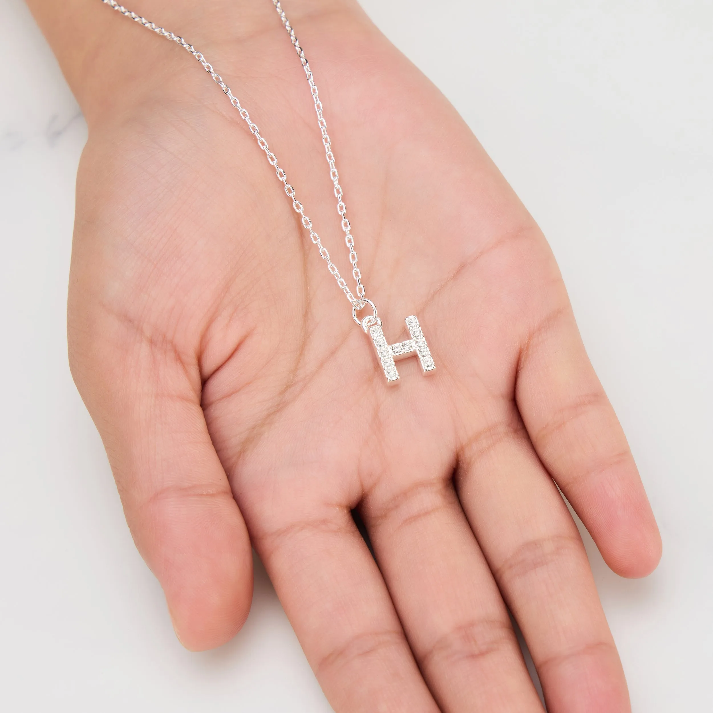 Pave Initial Necklace Letter H Created with Zircondia® Crystals