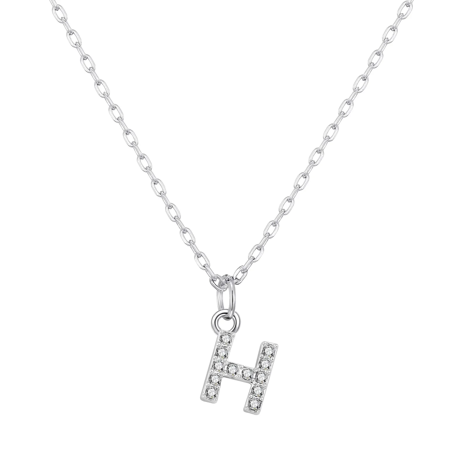 Pave Initial Necklace Letter H Created with Zircondia® Crystals