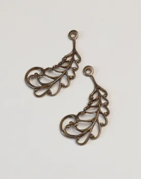 Plumed Leaf Filigree, 30x11mm, (2pcs)