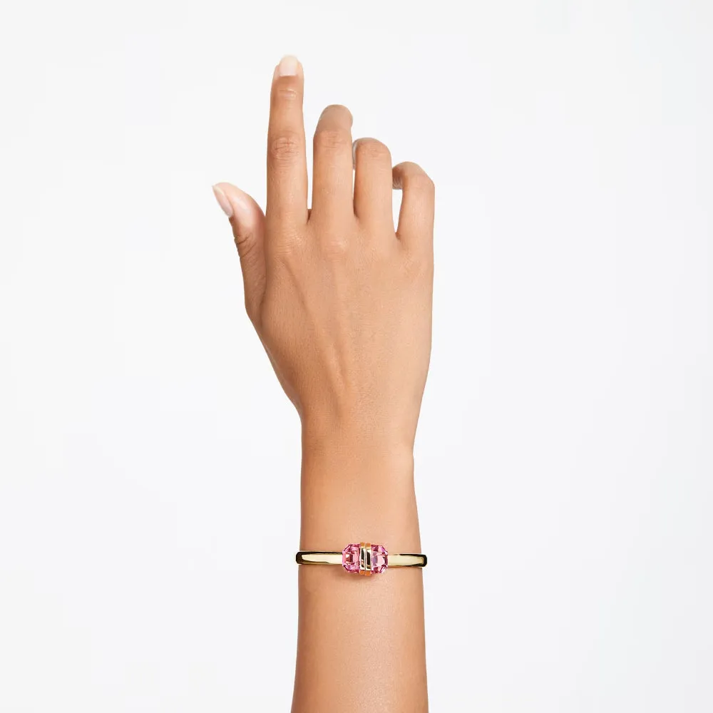 "Swarovski Lucent bangle Magnetic closure, Pink, Gold-tone plated"