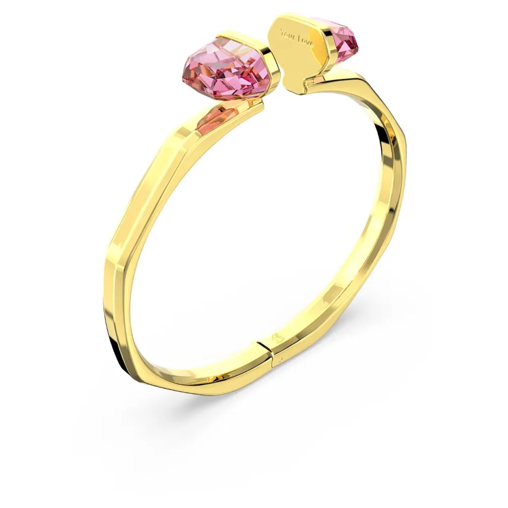 "Swarovski Lucent bangle Magnetic closure, Pink, Gold-tone plated"